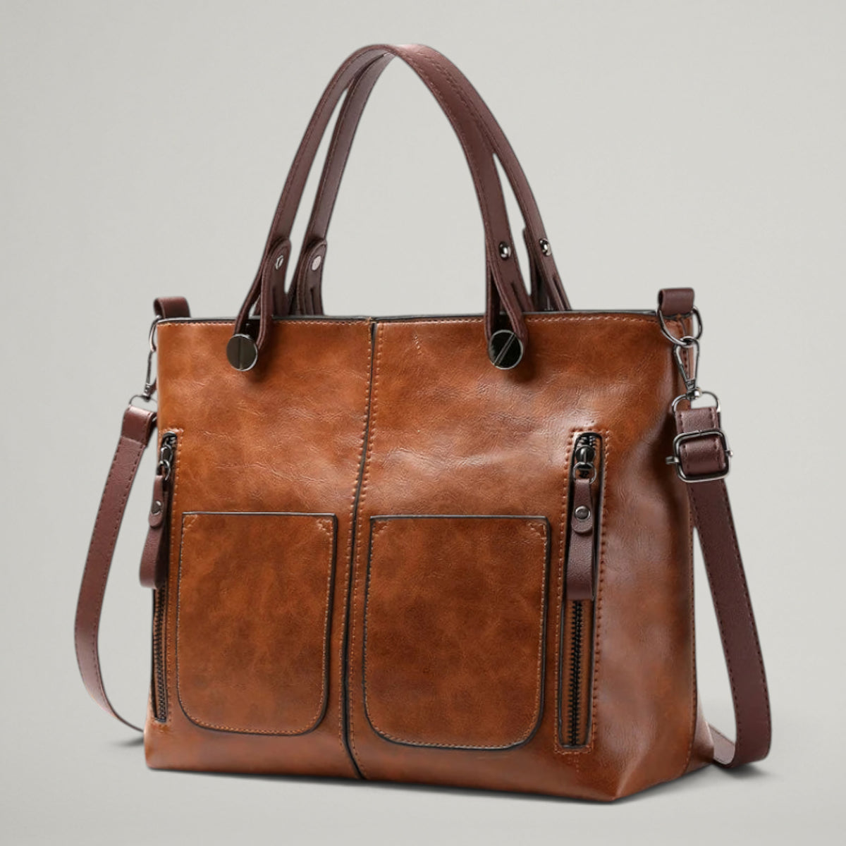 Zoraida | Bolso Bandolera Cognac con Bolsillos