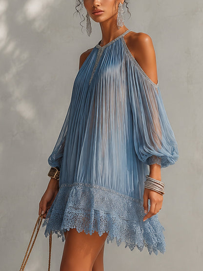 Amber | Vestido Mini con Bajo de Encaje