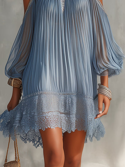 Amber | Vestido Mini con Bajo de Encaje