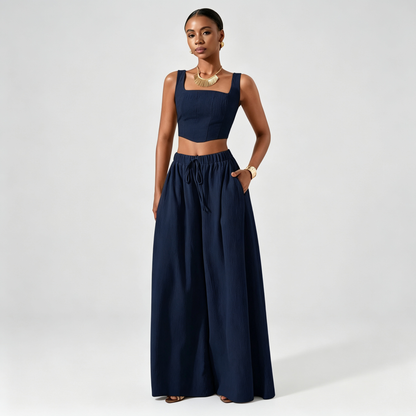 Ondine | Conjunto Cuello Cuadrado y Pantalón Ancho