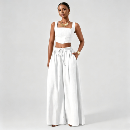 Ondine | Conjunto Cuello Cuadrado y Pantalón Ancho