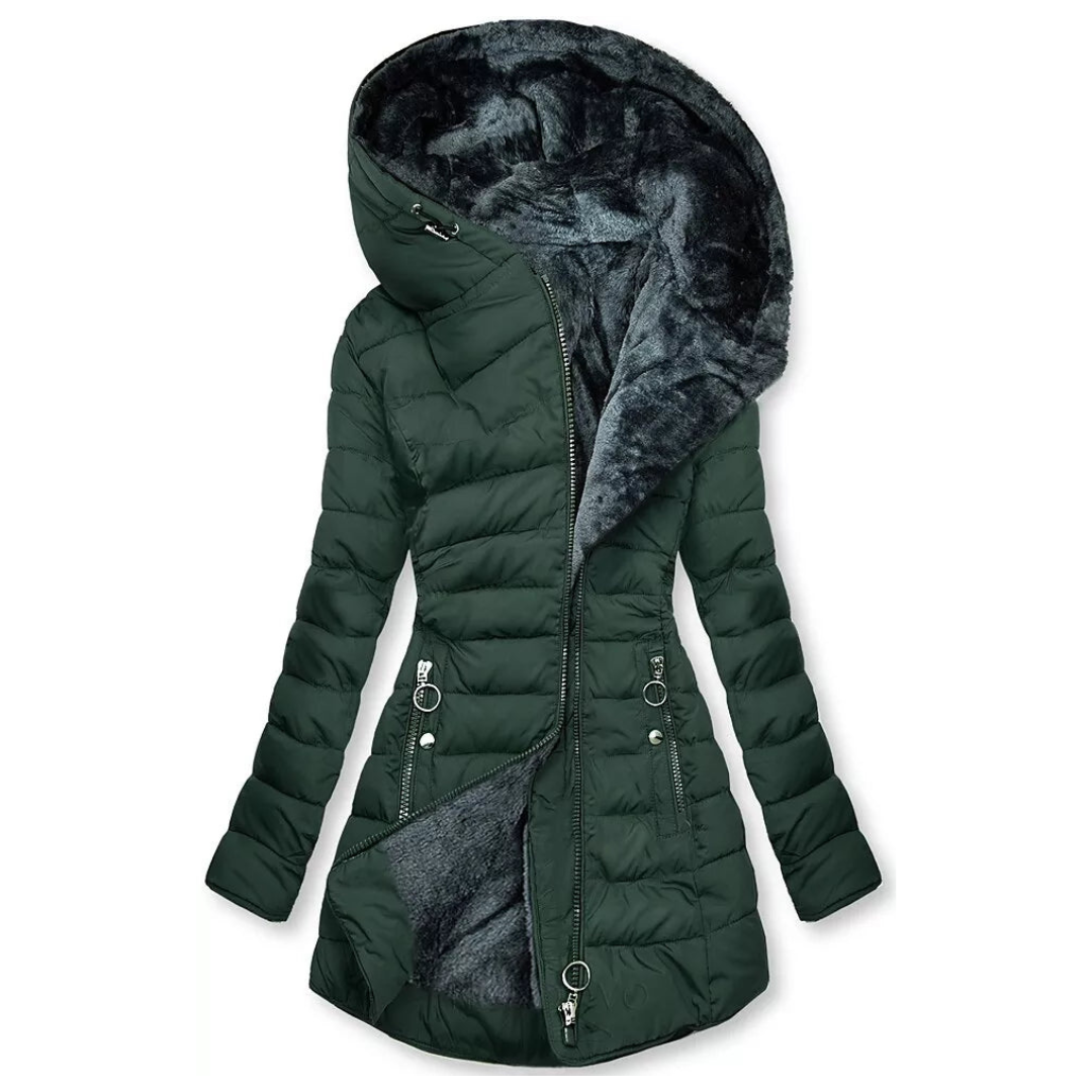 Ophelia abrigo impermeable acolchado, color verde oscuro