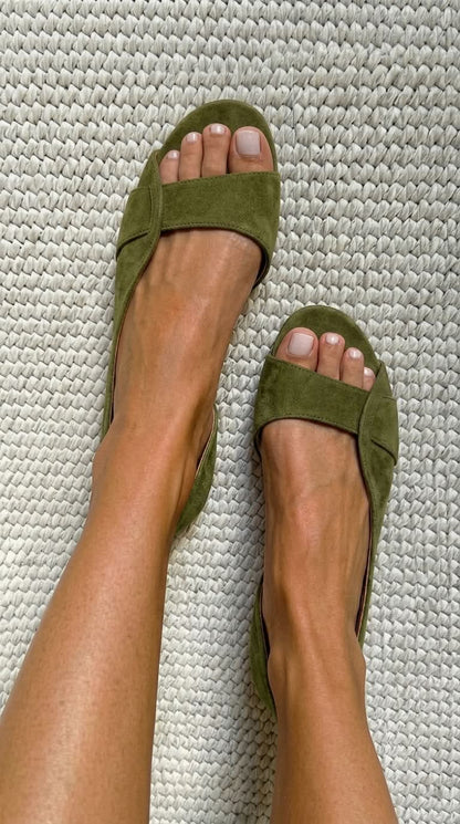 Angi | Sandalias slingback de ante casual bajas de punta abierta