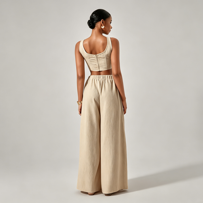 Ondine | Conjunto Cuello Cuadrado y Pantalón Ancho
