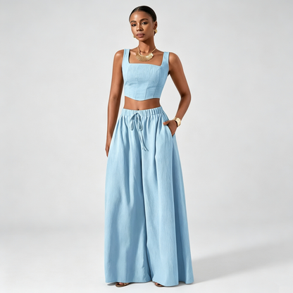 Ondine | Conjunto Cuello Cuadrado y Pantalón Ancho