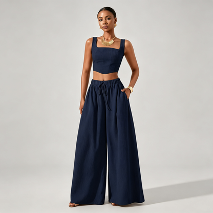 Ondine | Conjunto Cuello Cuadrado y Pantalón Ancho