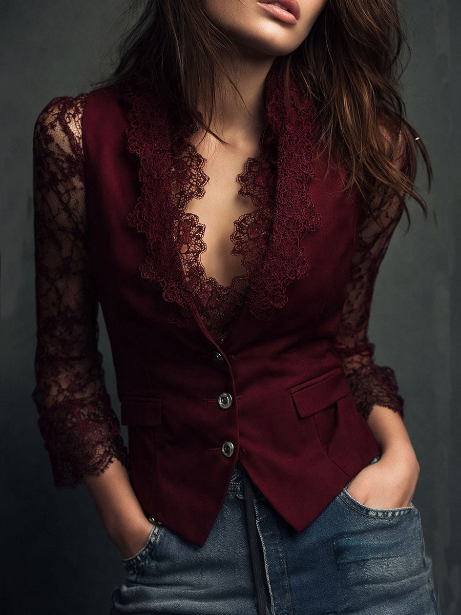 Odette chaqueta color burdeos