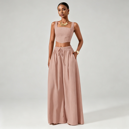 Ondine | Conjunto Cuello Cuadrado y Pantalón Ancho