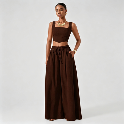 Ondine | Conjunto Cuello Cuadrado y Pantalón Ancho