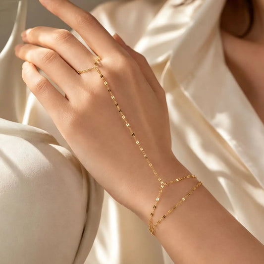 Daniela - Pulsera-anillo de cadena dorada