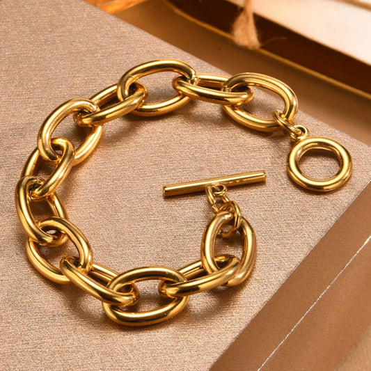 Julieta - Pulsera de eslabones gruesos dorada