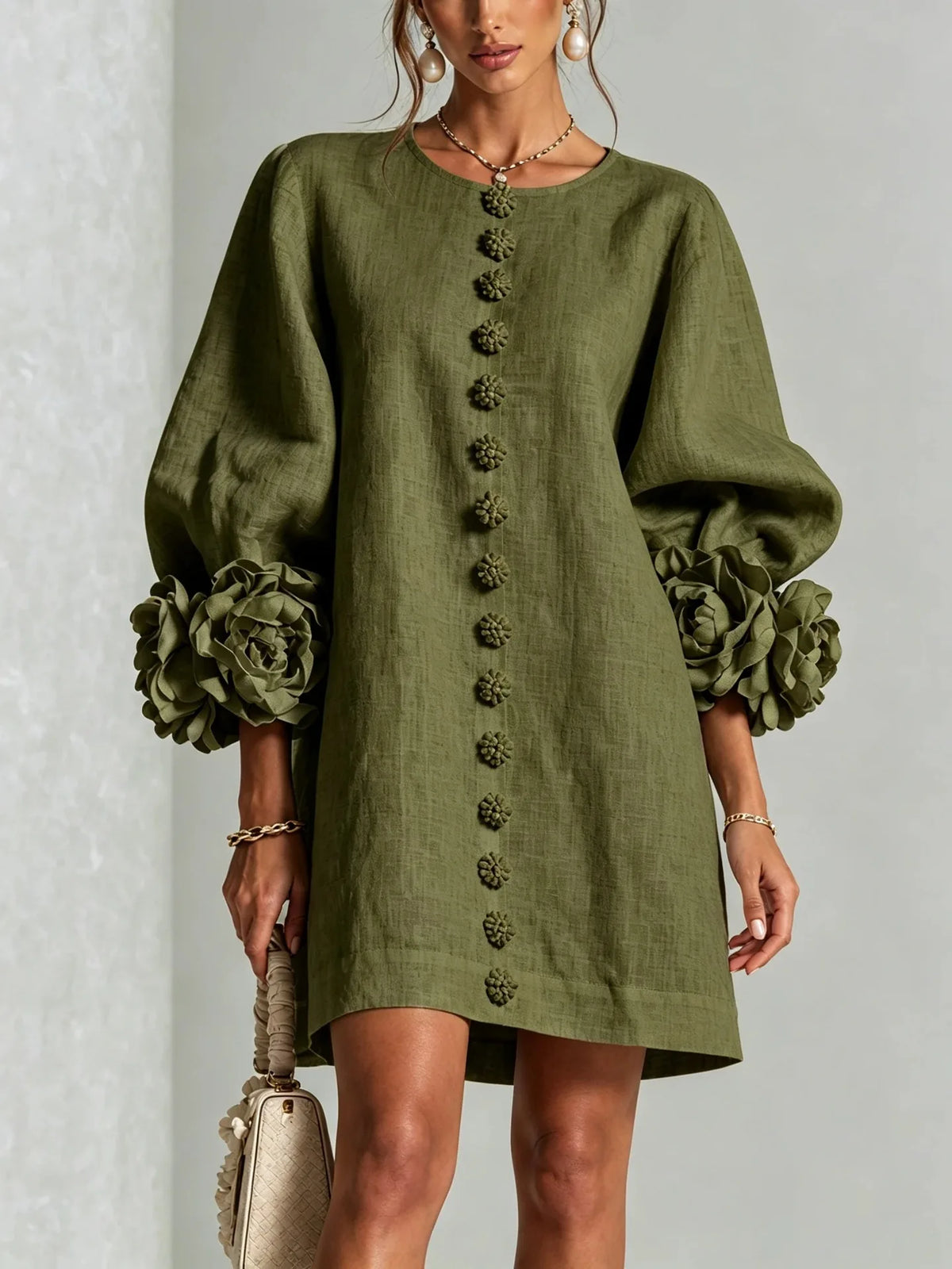 Colette | Vestido de lino beige, look completo