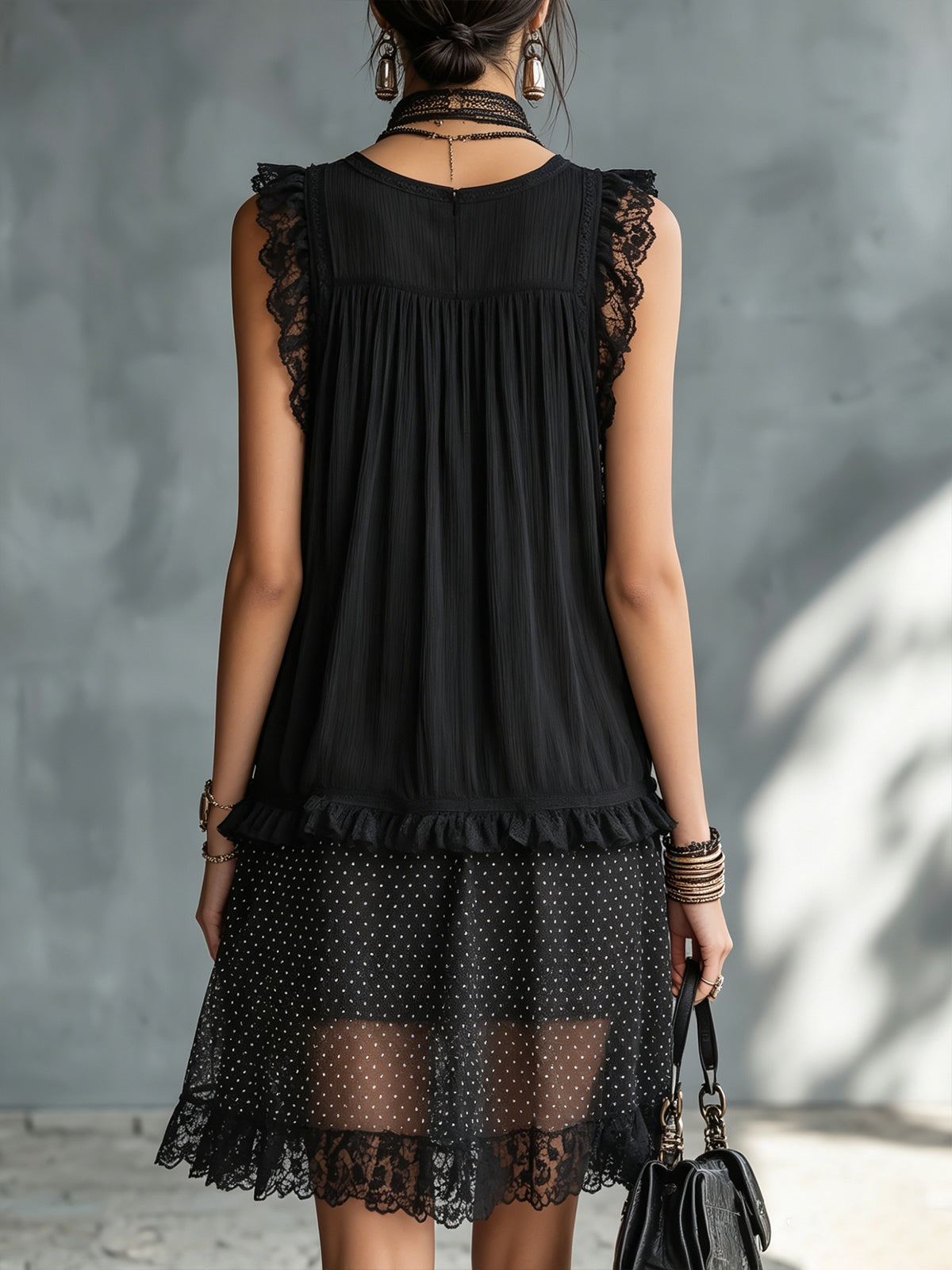 katerina | Vestido Mini de Encaje Negro