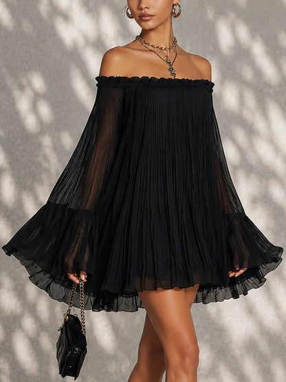 Elena | Vestido Mini con Mangas Acampanadas