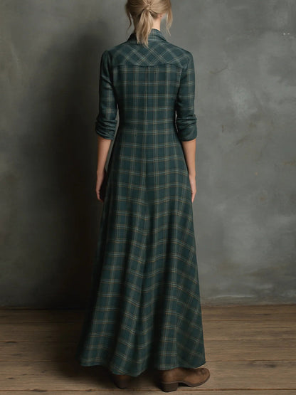 Vestido con solapa de cuadros verdes Paula - Anaïs Milano - vista 4