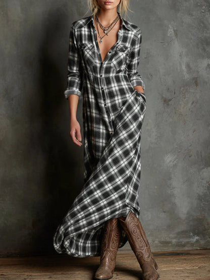 Vestido con solapa de cuadros verdes Paula - Anaïs Milano - vista 5