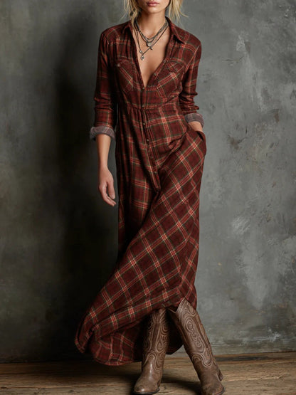 Vestido con solapa de cuadros verdes Paula - Anaïs Milano - vista 6