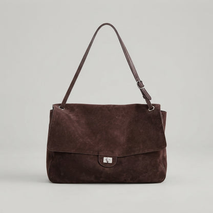 Blanca | Bolso de Ante Chocolate con Hebilla