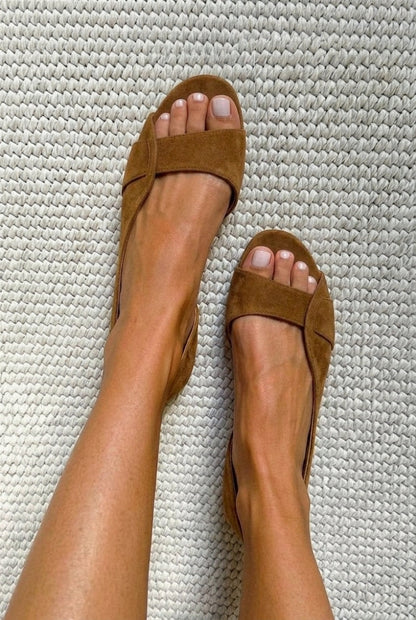 Angi | Sandalias slingback de ante casual bajas de punta abierta