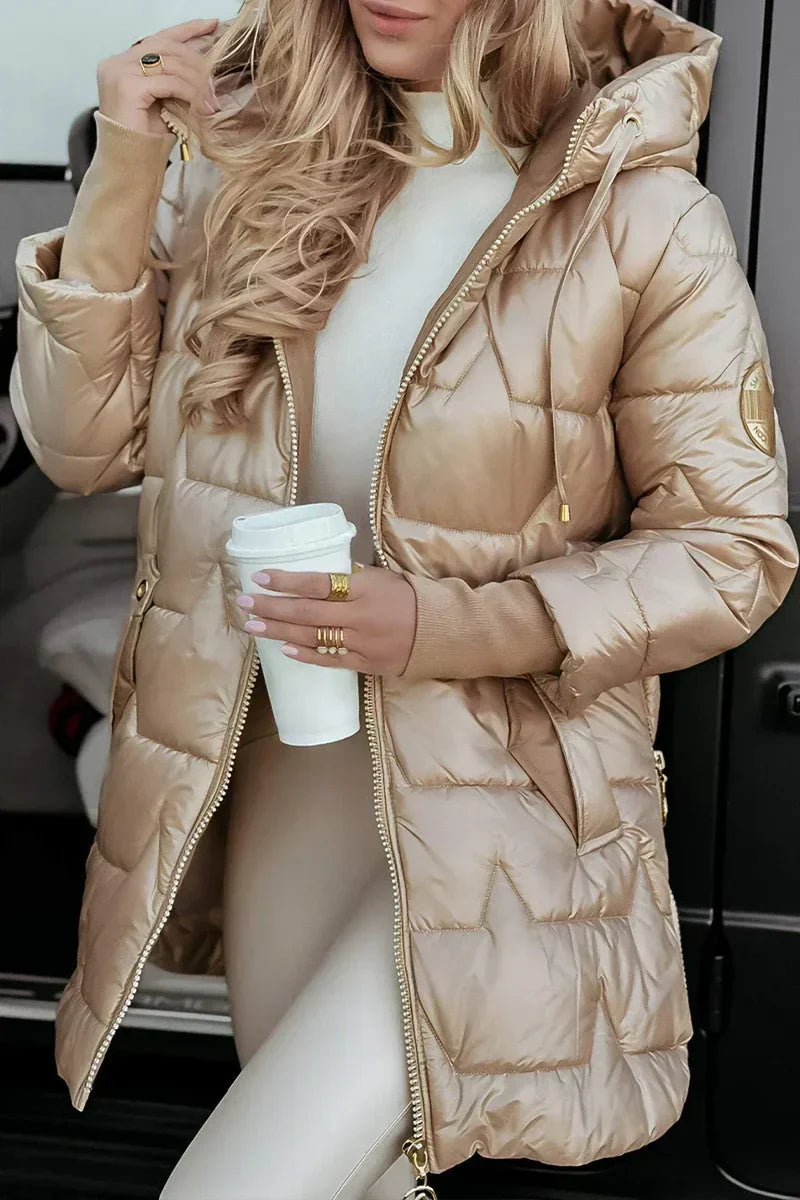 Aurelia abrigo de invierno con capucha, color beige