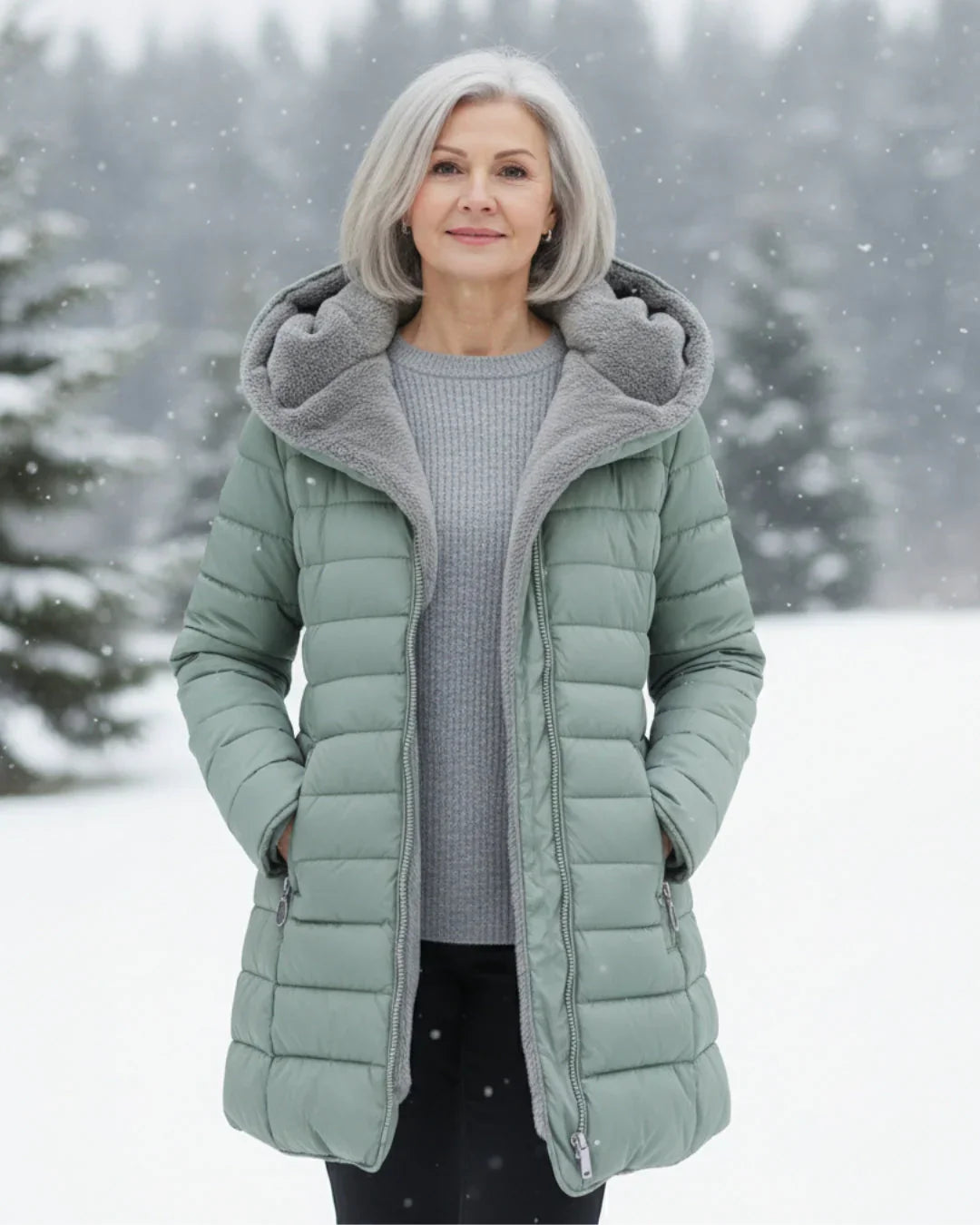Ophelia abrigo impermeable acolchado, detalle