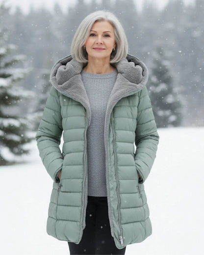 Ophelia abrigo impermeable acolchado, detalle