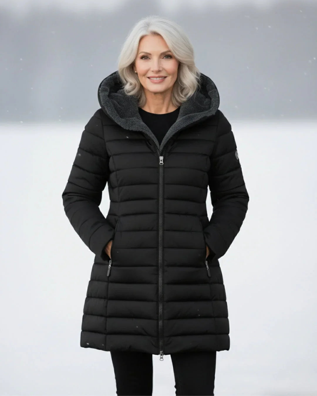 Ophelia abrigo impermeable acolchado, detalle