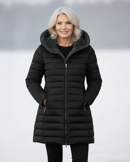 Ophelia abrigo impermeable acolchado, detalle