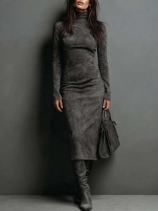 Giada | Vestido Midi Efecto Ante