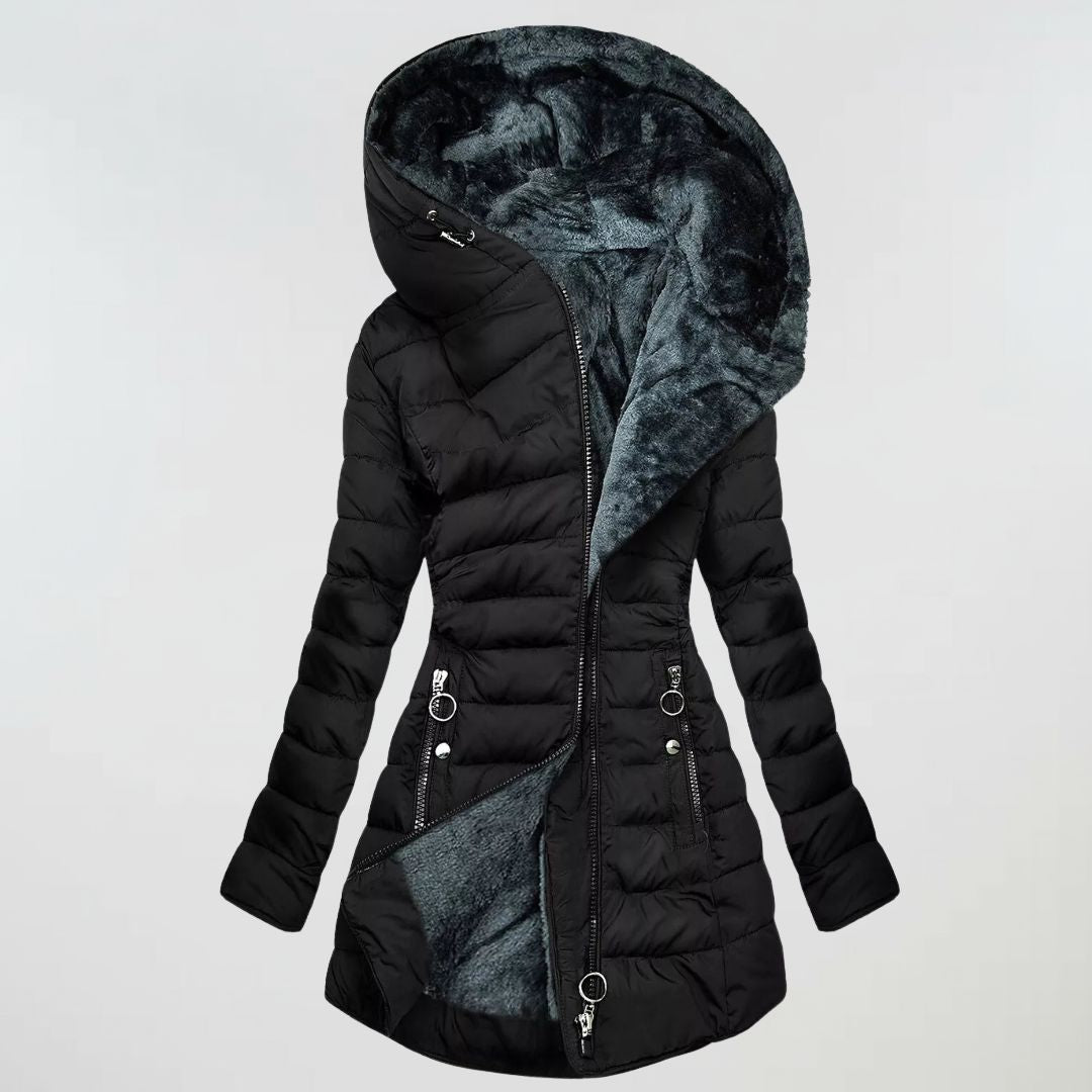 Ophelia abrigo impermeable acolchado, color negro