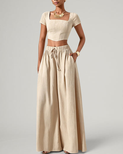 Ondine | Conjunto Cuello Cuadrado y Pantalón Ancho
