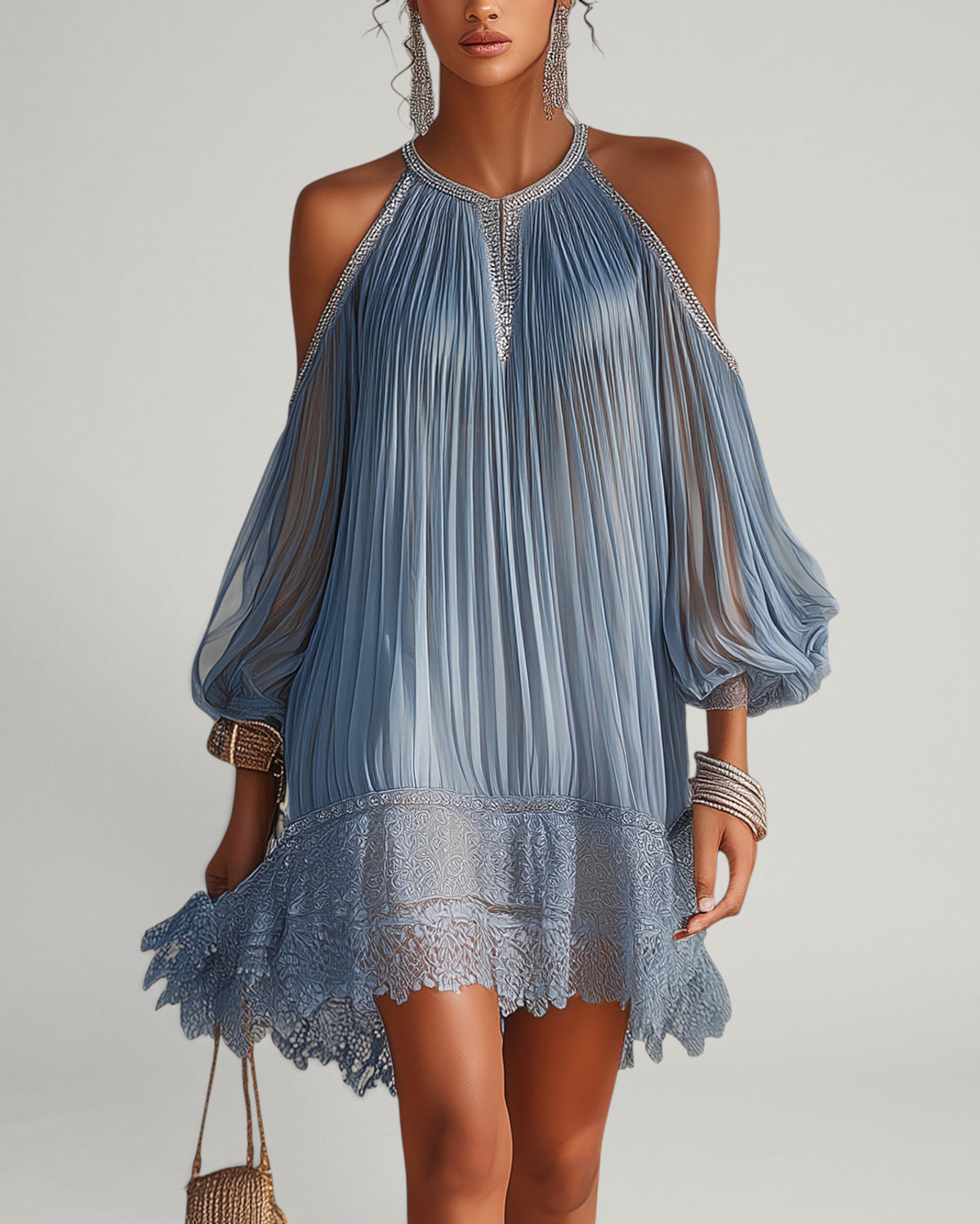 Amber | Vestido Mini con Bajo de Encaje