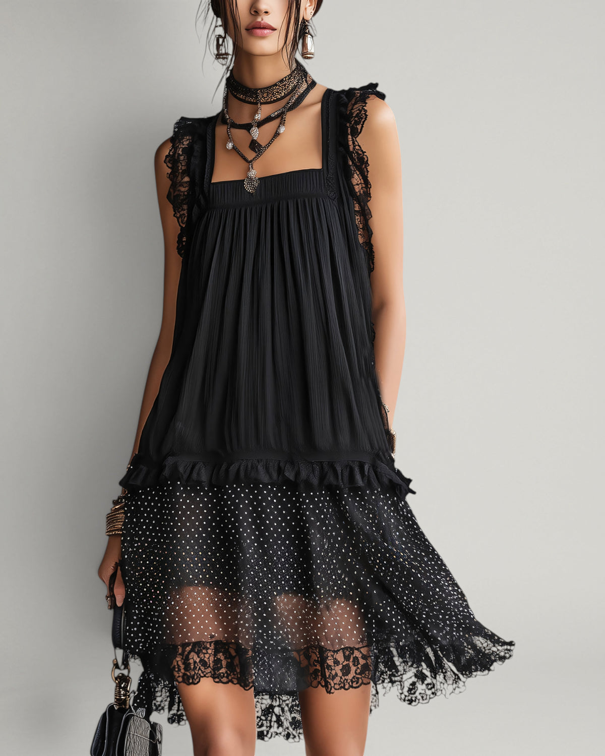 katerina | Vestido Mini de Encaje Negro